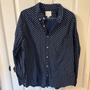 Mens XXL American Eagle Outfitters Navy and White Patterned Shirt